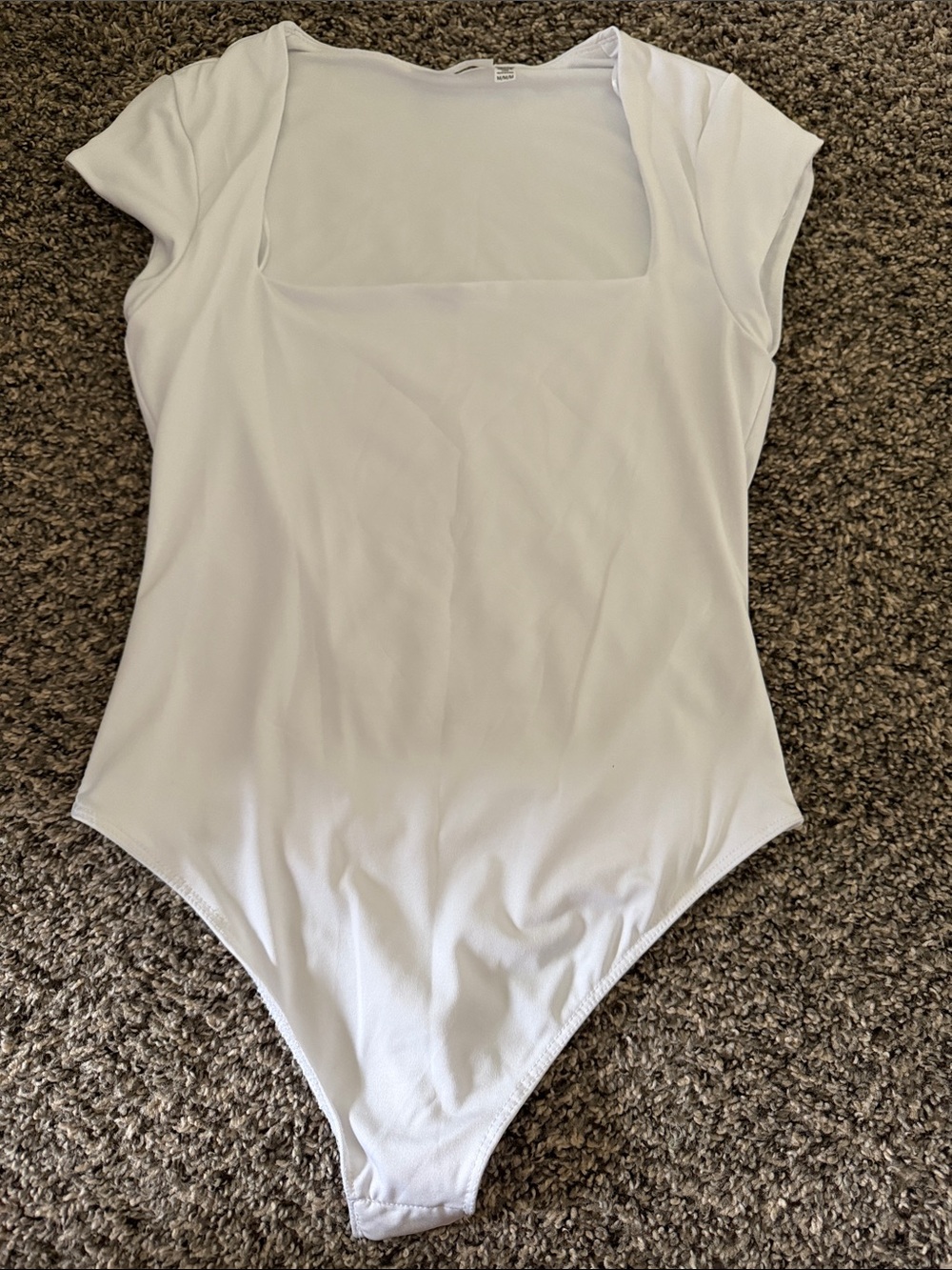 Women’s Square Neck White Short Sleeve Bodysuit